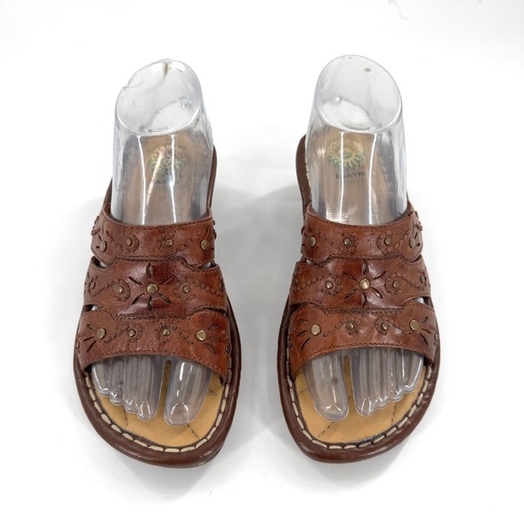 Earth Spirit Pine Womens Brown Leather Floral Cutout Wedge Sandals Size 7.5 - Picture 5 of 8